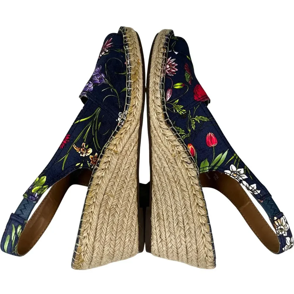 Clarks Artisan Petrina Rhea Navy Floral Canvas Wedge Sandal 11 New
